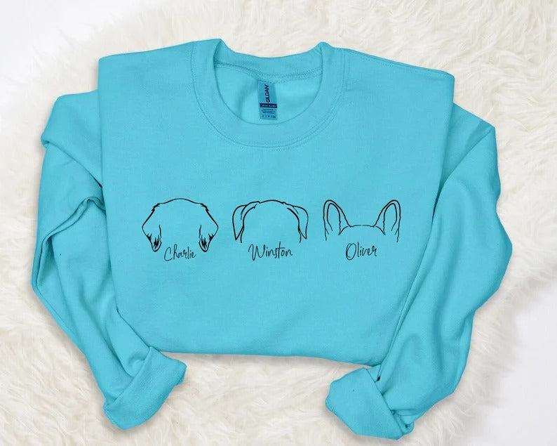 Dog Mom Custom Sweatshirt, Personalised Pet Names Printed Jumper, Dog Mama Dad Crewneck Sweater, Comfort Color Sizes XS-4XL Unisex Outfits