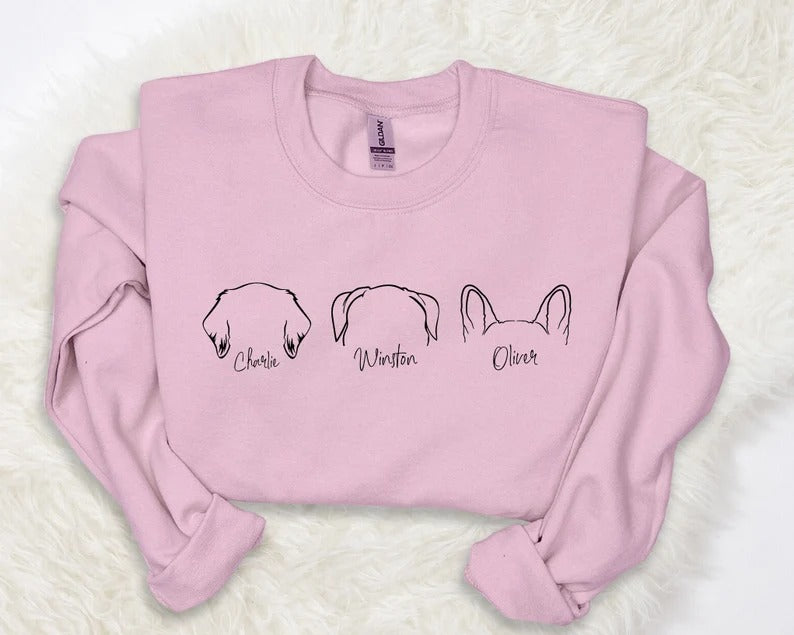 Dog Mom Custom Sweatshirt, Personalised Pet Names Printed Jumper, Dog Mama Dad Crewneck Sweater, Comfort Color Sizes XS-4XL Unisex Outfits