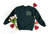 Flowers Sweatshirt, Embroidered Daisy Wildflowers Crewneck Sweater, Beautiful Floral Embroidery Unisex Jumper, Aesthetic Plants Lover Gift