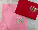 Flowers Sweatshirt, Embroidered Daisy Wildflowers Crewneck Sweater, Beautiful Floral Embroidery Unisex Jumper, Aesthetic Plants Lover Gift