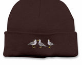 Embroidered Seagull Beanies Hat, Comfort Color Winter Caps, Double Layer Knitted Cuffed Unisex Beanie Hats, Special Gifts for Bird Lovers