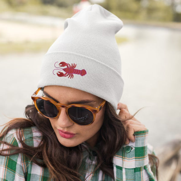 Embroidered Lobster Beanies, Comfort Colors Winter Hats, Minimalist Double Layer Unisex Beanie, Lobster Embroidery Caps, Animal Lover Gifts