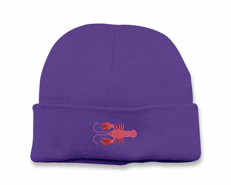 Embroidered Lobster Beanies, Comfort Colors Winter Hats, Minimalist Double Layer Unisex Beanie, Lobster Embroidery Caps, Animal Lover Gifts