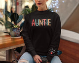 Custom Aunt Name Sweatshirt, Personalised Kid Name On Sleeve Sweater, Beautiful Printed Heart Family Jumper, Cool Aunt Outfit, Gift For Aunt