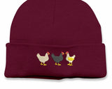 Embroidered Chickens Beanies, Comfort Colors Chicken Embroidery Hat, Comfy Winter Hats, Cotton Canvas Beanies, Chicken Hat, Bird Lover Gifts