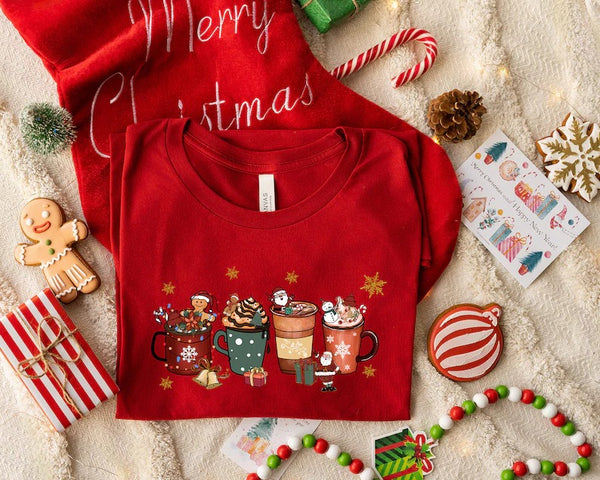 Christmas T Shirts, Christmas Coffee Gift Shirts, Cute Gingerbread XMAS Clothing, Festive XMAS Cool Cotton T Shirts, Merry Christmas Eve Top