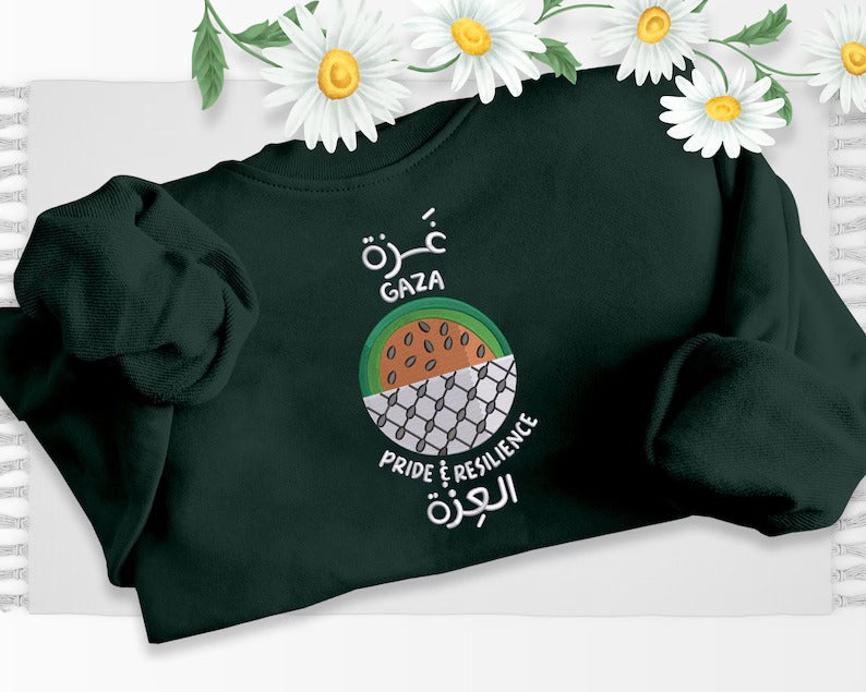 Gaza Freedom Embroidered Sweatshirt, Peace Movement Palestine Support Crewneck Sweater, Palestine Solidarity Muslim Gifts Free Shipping UK