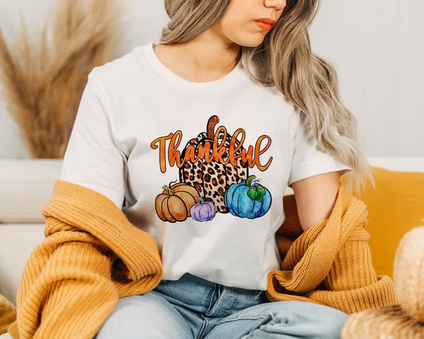 Retro Autumn Season Pumpkin T Shirt, Vintage Fall Comfort Colors Shirt, Leopard Print Thankful Graphic Tee, Halloween Gifts