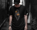 Halloween Ghost Pumpkin T Shirt, Floral Ghost Halloween Party Graphic Shirt, Adult Unisex Autumn Fall Shirt, Halloween Gifts