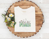 Embroidered Floral Butterfly Sweatshirt, Daisy Flowers Minimalist Crewneck Jumper, Daisies and Butterfly Unisex Sweaters, Flower Lover Gifts