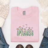 Embroidered Floral Butterfly Sweatshirt, Daisy Flowers Minimalist Crewneck Jumper, Daisies and Butterfly Unisex Sweaters, Flower Lover Gifts