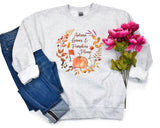 Fall Sweater, Autumn Leaves & Pumpkin Sweatshirt, Halloween Season Autumn Crewneck Jumper, Thanksgiving Matching Outfit, Comfort Color Shirt