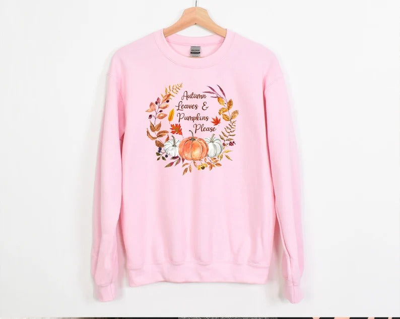 Fall Sweater, Autumn Leaves & Pumpkin Sweatshirt, Halloween Season Autumn Crewneck Jumper, Thanksgiving Matching Outfit, Comfort Color Shirt