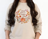 Fall Sweater, Autumn Leaves & Pumpkin Sweatshirt, Halloween Season Autumn Crewneck Jumper, Thanksgiving Matching Outfit, Comfort Color Shirt