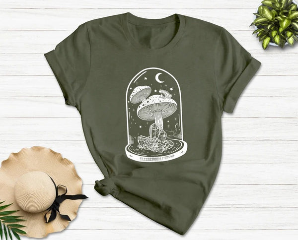 Mushroom Clestial Shirt, Aesthetic Mushroom Nature Art Tshirt, Cottagecore Mushroom Fungi Clothing, Botanical Plants Graphic Tee, Unisex Top