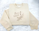 Best Mama Sweatshirt, Embroidered Flowers And Heart Crewneck Sweater, Beautiful Floral Embroidery Jumper, Mothers Day Memorial Gift For Mom