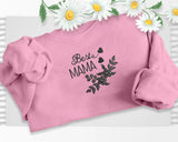 Best Mama Sweatshirt, Embroidered Flowers And Heart Crewneck Sweater, Beautiful Floral Embroidery Jumper, Mothers Day Memorial Gift For Mom