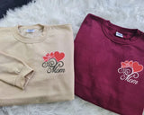 Mom Sweatshirts, Embroidered Bow And Heart Crewneck Sweater, Mama Minimalist Comfort Colors Jumpers, Grandmother Outfits, Mothers Day Gifts