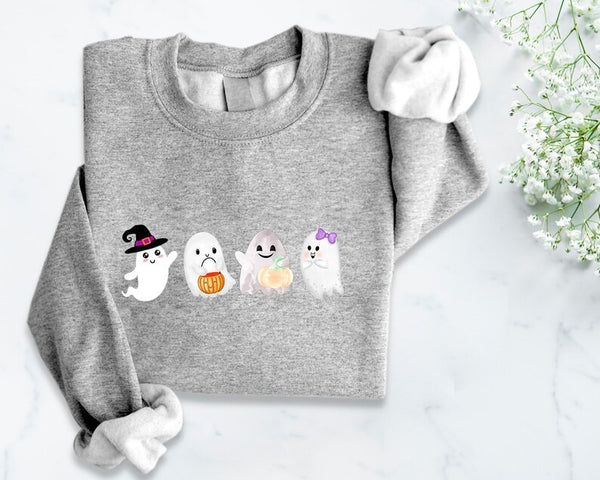 Halloween Ghost Sweatshirt, Vintage Fall Sweater, Cute Retro Halloween Ghost Crewneck Jumper, Comfort Colors Unisex Outfits