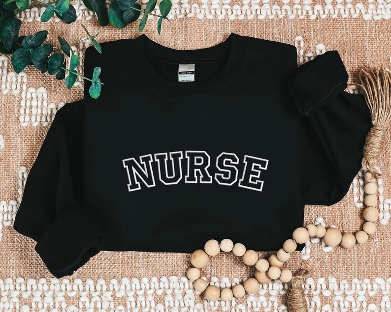 Personalised Nurse Sweatshirt, Embroidered Initial With Medical Stethoscope Sweater, Custom Medical Student Matching Outfit, Gift For Her