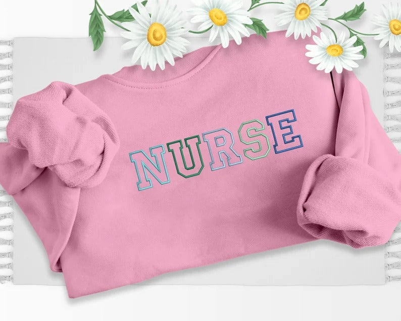 Nurse Sweatshirts, Personalized Embroidered Designs Crewneck Sweater, Custom Healthcare Student Matching Outfits, Special Gift For Doctors