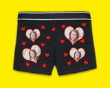 Boyfriend Valentine Boxer, Custom Photo Love Hearts Printed Men Shorts, Comfy Underpants, Anniversary Wedding Night Funny Gifts from Wife GF