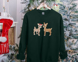 Embroidered Christmas Reindeer Sweater, Christmas Family Matching reindeer Sweatshirt, Cute Baby Deers jumper, Couple Matching Xmas Outfits