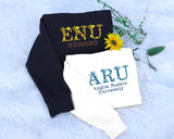 Personalised College Sweatshirts, College Floral Embroidery Jumper, Custom Name with Initials University Sweaters, Special Graduation Gifts