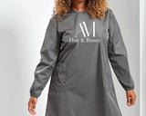 Custom Hairdresser Salon Gown, Personalised Logo Printed Long Sleeve Waterproof Gown, Beauticians Spa Makeup Artists Cover Up Customer Cape