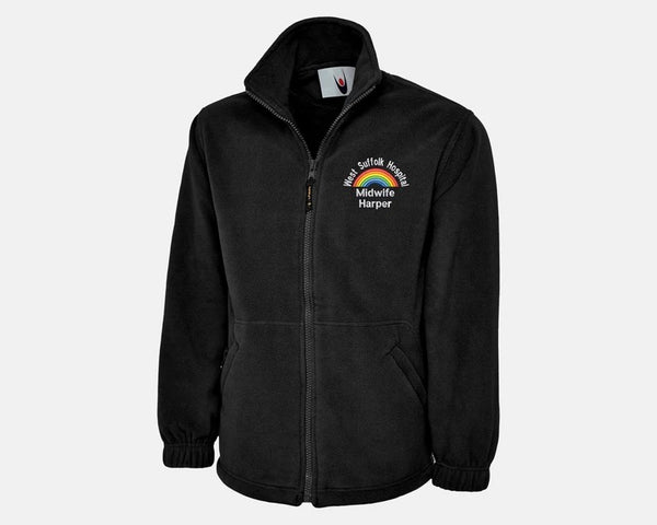 Custom Medical Logo Embroidered Fleece Jacket, Personalised Name Rainbow Monogram Nurse Fleece Jacket, National Healthcare Workers Uniforms