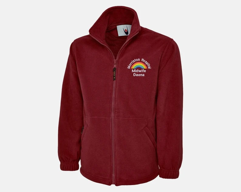 Custom Medical Logo Embroidered Fleece Jacket, Personalised Name Rainbow Monogram Nurse Fleece Jacket, National Healthcare Workers Uniforms