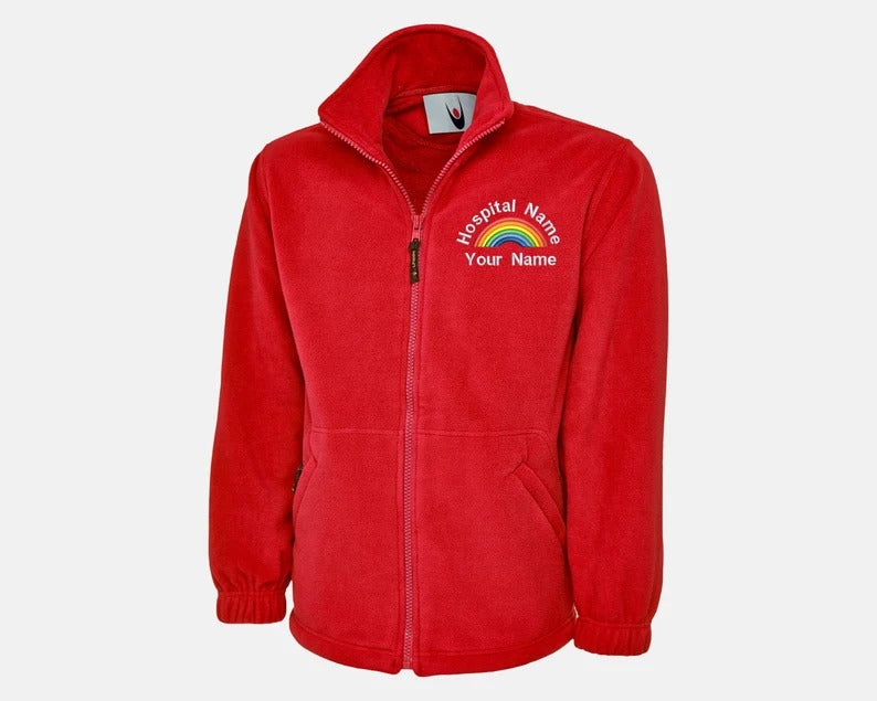 Rainbow Embroidered Full Zip Fleece Jacket, Custom Monogrammed Student Nurse Jacket, National Healthcare Worker Medical Uniform, Nurse Gifts