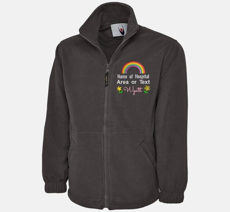 Rainbow Embroidered Mens Fleece Jacket, National Healthcare Worker Staff Uniform, Customised Nurse Fleece, Thank You Doctors Gift for Nurses