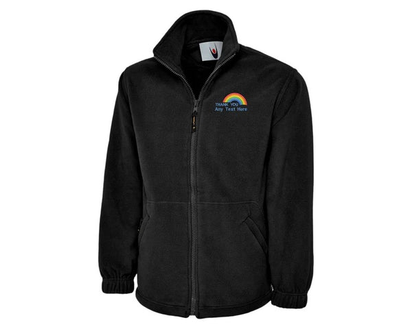 Rainbow Embroidered Fleece Jacket, Thank You Nurse Healthcare Heroes Support Men Jacket, Customised Monogram Embroidery Student Nurse Fleece