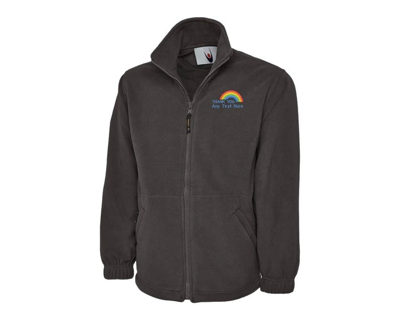 Rainbow Embroidered Fleece Jacket, Thank You Nurse Healthcare Heroes Support Men Jacket, Customised Monogram Embroidery Student Nurse Fleece