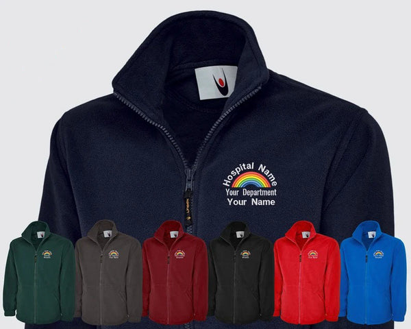 Customised Embroidered Rainbow Fleece Jacket, National Healthcare Workers Full Zip Jacket, Thank You Doctors Nurse Fleece Social Worker Gift