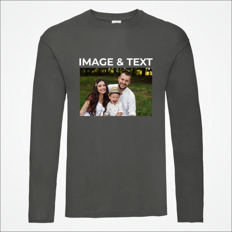 Personalised Photo/Text Sweatshirt, Custom Sleeve/Chest/Back Printed Sweater, Matching Shirt, Comfort Color Unisex Jumper, Fathers Day Gifts