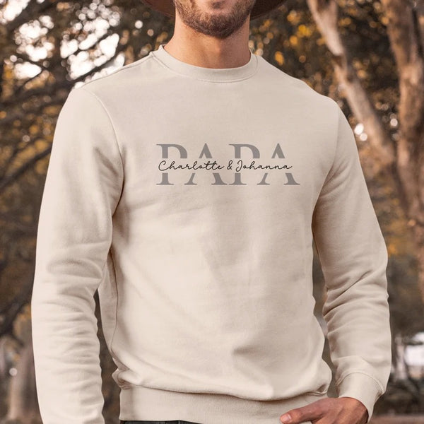 Custom Papa Sweatshirt, Personalised Kids Names Printed Crewneck, Birthday Special Gift for Dad, Dad Vatertag Sweatshirt, Father's Day Gifts