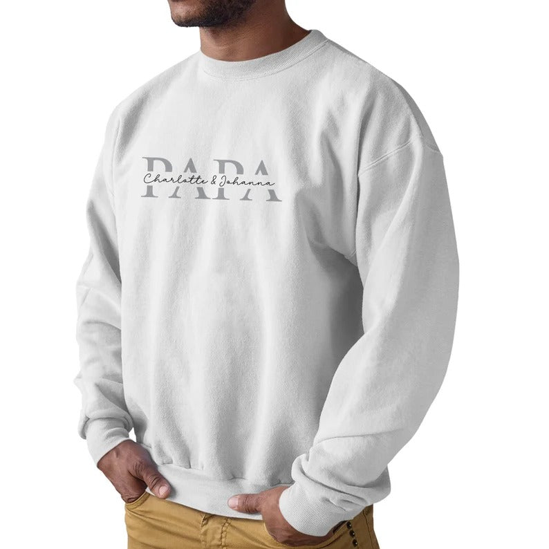 Custom Papa Sweatshirt, Personalised Kids Names Printed Crewneck, Birthday Special Gift for Dad, Dad Vatertag Sweatshirt, Father's Day Gifts