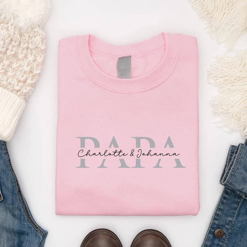 Custom Papa Sweatshirt, Personalised Kids Names Printed Crewneck, Birthday Special Gift for Dad, Dad Vatertag Sweatshirt, Father's Day Gifts