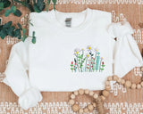 Embroidered Floral Sweater, Wild Flowers Nature Sweatshirt, Minimalist Crewneck Sweatshirt, Aesthetic Unisex Comfy Jumper, Plant Lover Gift