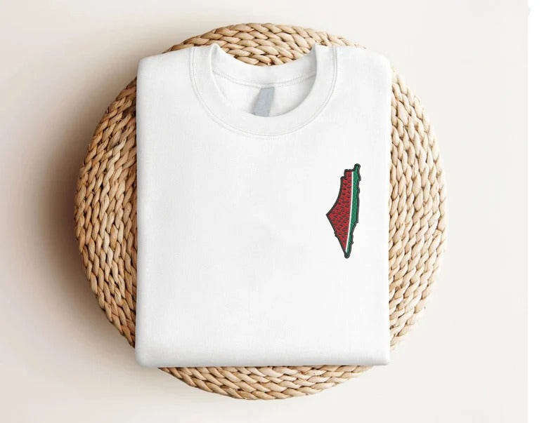 Palestine Map Watermelon Embroidery Sweater, Palestine Monogram Sweatshirt, Adults Sizes Unisex Jumper, Palestine Clothing, Free Shipping UK