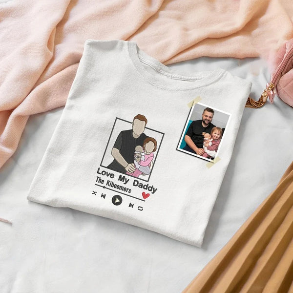 Personalised Embroidered Dad Photo Shirt, Dad Portrait from Photo with Initials Shirt, Comfort Colors Dad Shirt, Fathers Day Gifts from son