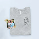 Custom Embroidered Sketch Photo Dad Tshirt, Personalised Outline Portrait from Picture Tee, Dad Birthday Shirt, Fathers Day Gift for Grandpa