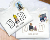 Embroidered Dad Sketch from Photo Sweater, Personalised Picture Drawing Sweatshirt, Custom Dad Est Year Jumper, Father Day Gift, Dad Present