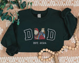 Embroidered Dad Sketch from Photo Sweater, Personalised Picture Drawing Sweatshirt, Custom Dad Est Year Jumper, Father Day Gift, Dad Present