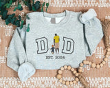 Embroidered Dad Sketch from Photo Sweater, Personalised Picture Drawing Sweatshirt, Custom Dad Est Year Jumper, Father Day Gift, Dad Present