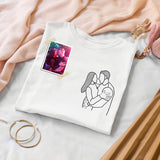 Dad Sketch from Photo Shirt, Custom Embroidered Outline Portrait T Shirt, Family Matching Photo Tees, Father's Day Gifts, Dad Birthday Gifts