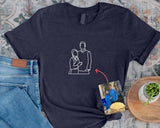 Dad Sketch from Photo Shirt, Custom Embroidered Outline Portrait T Shirt, Family Matching Photo Tees, Father's Day Gifts, Dad Birthday Gifts