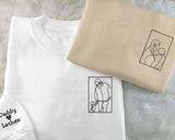 Personalised Dad Embroidered Portrait Photo Sweater, Custom Dad Faceless Sketch Sweatshirt, Kids Name on Sleeve Sweater, Fathers Day Gifts